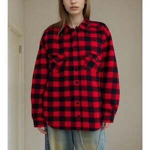 VTG 70s Eastern Wear-Guard Buffalo Plaid Wool CPO Shirt Jacket Made in USA Large